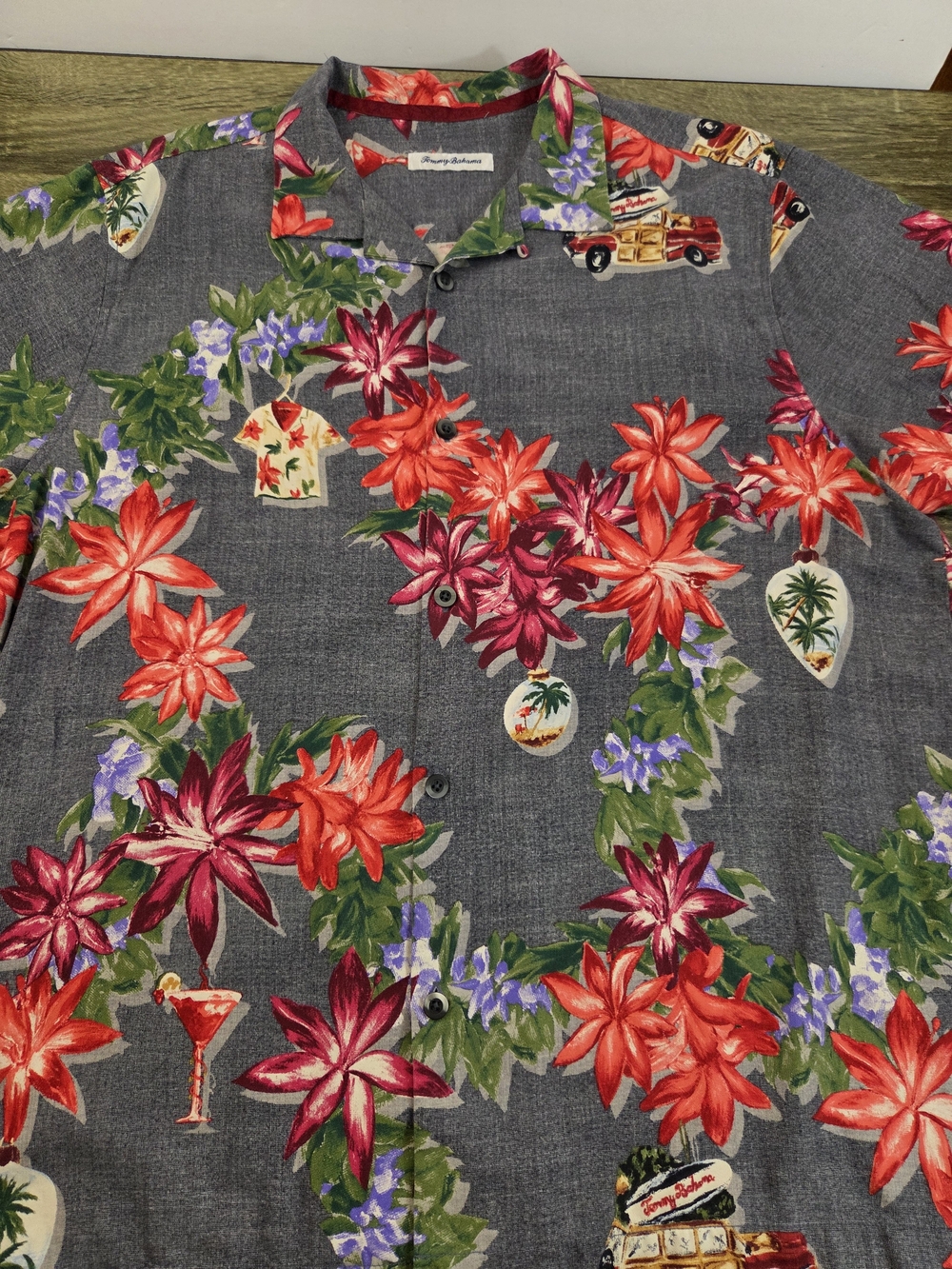 Tommy Bahama Silk Hawaiian Aloha Shirt Men's XL Floral Short Sleeve Beach